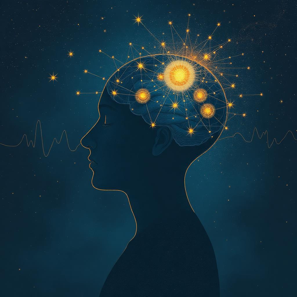 Profil humain et constellation neuronale dorée